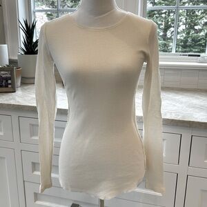 Vince ivory thermal /waffle weave long sleeve shirt